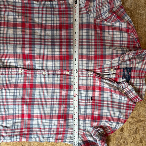 Men's Red Plaid Shirt Vineyard Vines Large - Picture 4 of 8